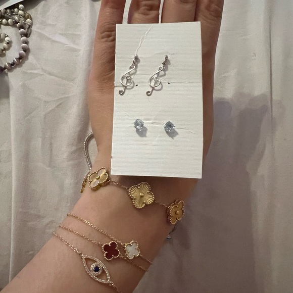 Set of 2 925 silver earrings music note - Picture 3 of 3